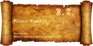 Mincz Kamill névjegykártya